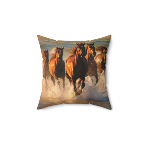 Horses Galloping on the Beach Pillow