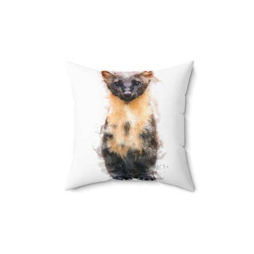 European Pine Marten Watercolor Artwork Pillow