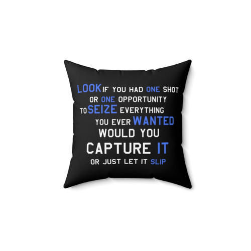 Eminem Motivational Pillow with Blue and White Essential Design