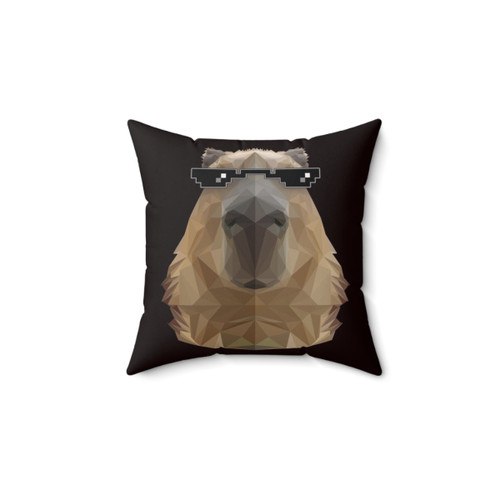 Black Sunglasses Capybara Low Poly Illustration Pillow