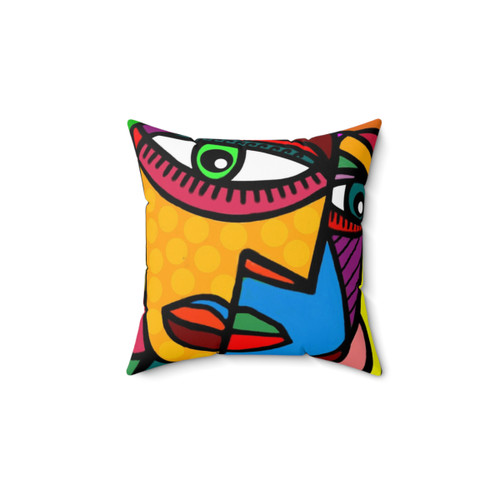 Colorful Abstract Face Accent Pillow