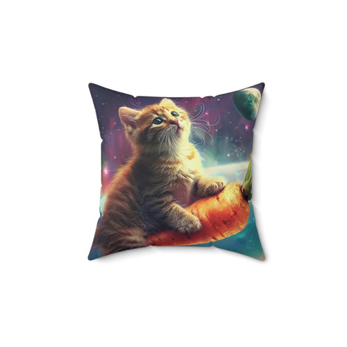 Space Cat Pillow featuring a cute, galaxy-inspired cat design