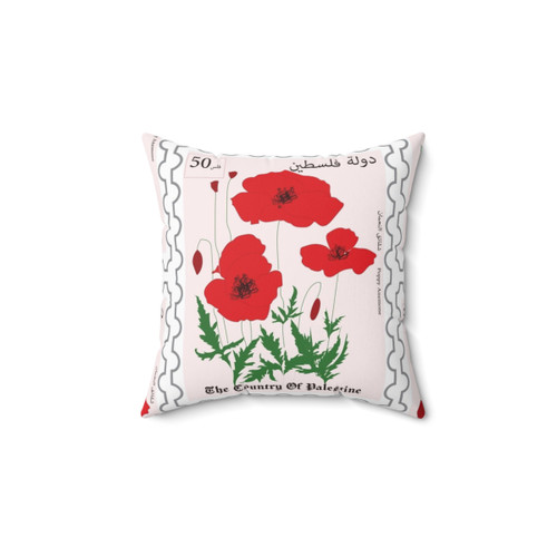 Vibrant Poppy Flower Palestinian Postage Pillow