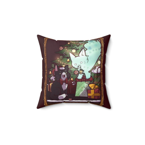 Christmas Cat Pillow with Festive Design
