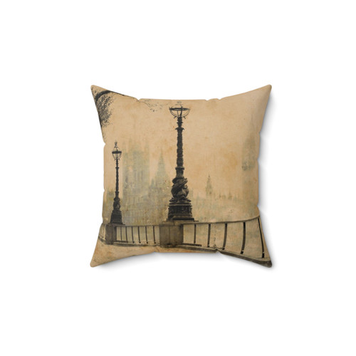 Vintage London Pillow with Grunge Effect