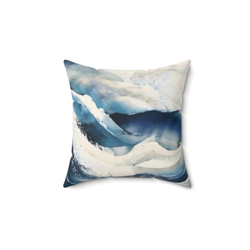 Blue Abstract Wave Decorative Pillow