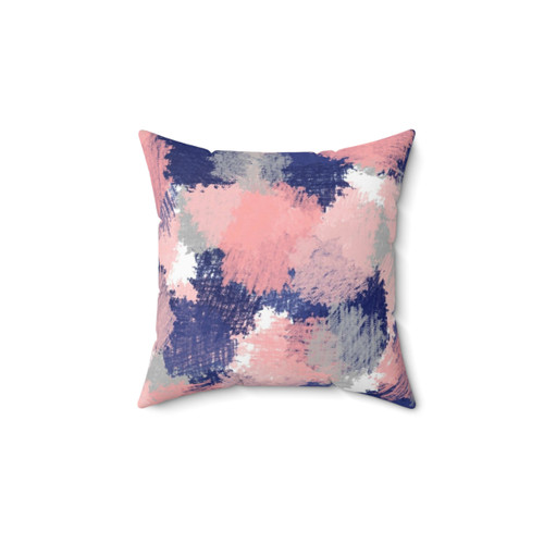 Navy and Blush Abstract Brush Stroke Print Pillow