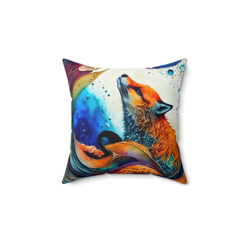 Colorful Watercolor Fox Decorative Pillow