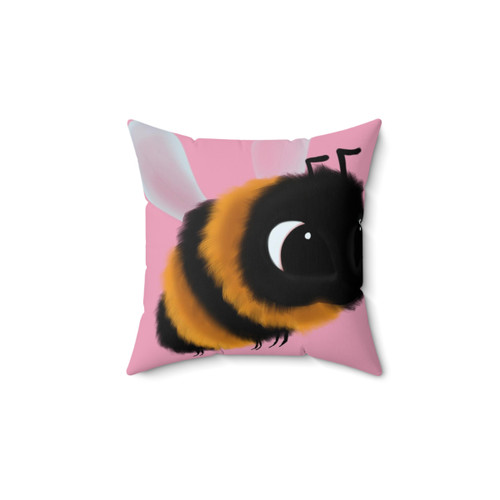 Cute bee with pink background pillow