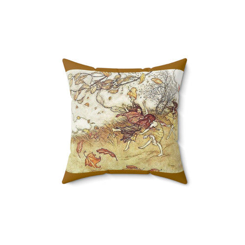 Vintage Autumn Fairy Illustration Decorative Pillow