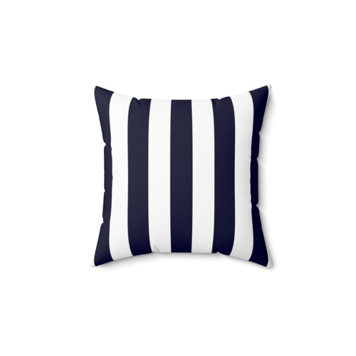 Modern Navy Blue and White Striped Pillow