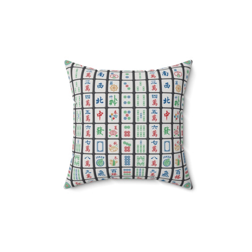 Mahjong Tiles Charcoal Throw Pillow
