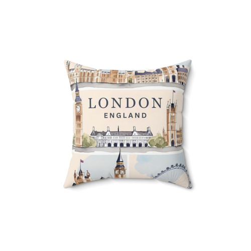 Vintage British Architecture Illustration Pillow