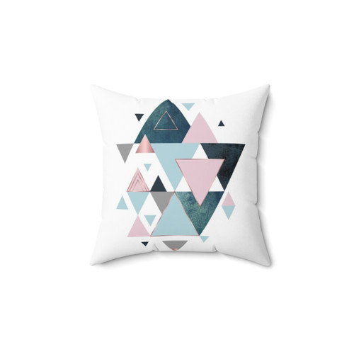 Abstract Triangle Pillow - Pink, Teal & Blue