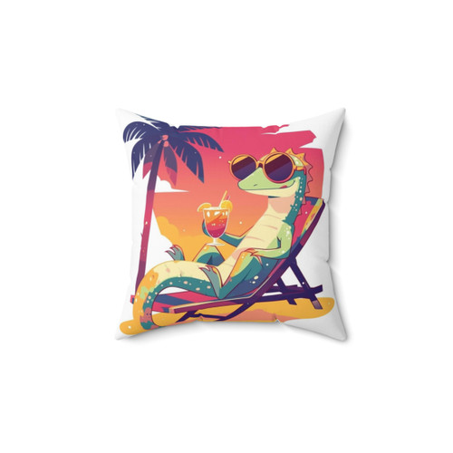 Relaxing Lizard Beach Day Pillow