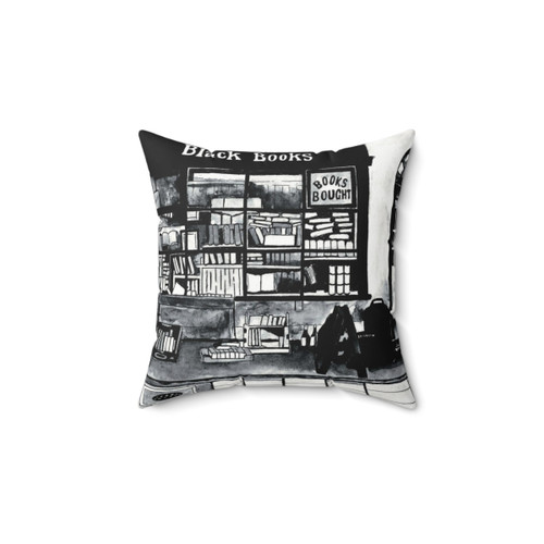 Black Books Pillow - Ink Painting of Shop Front
