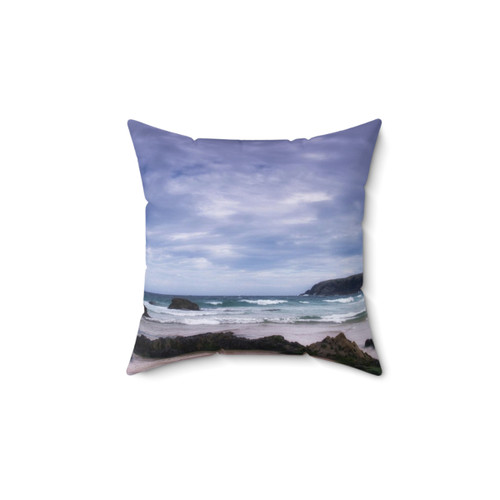 Coastal pillow featuring rocks on Ness Beach, Isle of Lewis