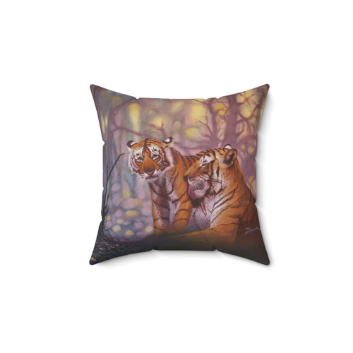 Realistic Tiger and Cub Decorative Pillow