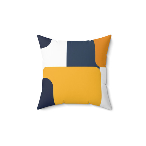 Retro square yellow and navy decorative pillow