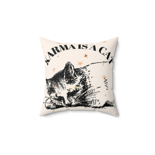 Karma Cat Pillow, featuring a cozy cat design