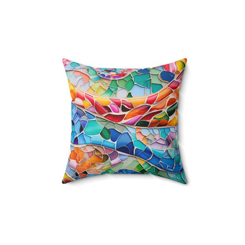 Colorful Barcelona mosaic art pillow