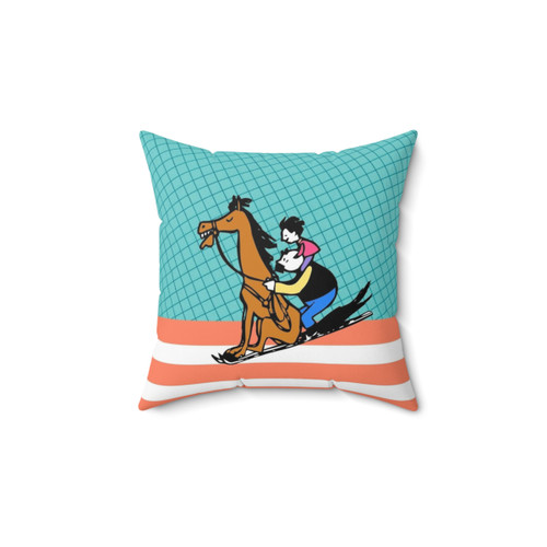 Erich Ohser Father and Son Horse Pillow