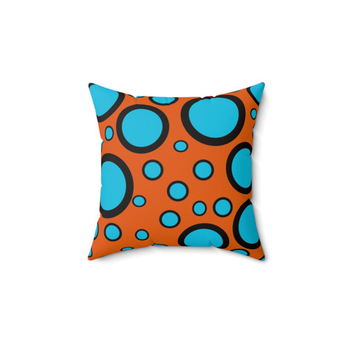 Teal, Black, and Orange Polka Dot Decorative Throw Pillow