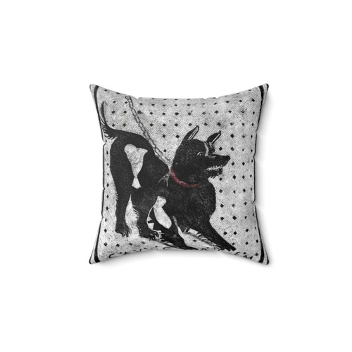 Pompeii Latin Mosaic Pillow with Cave Canem Dog Design