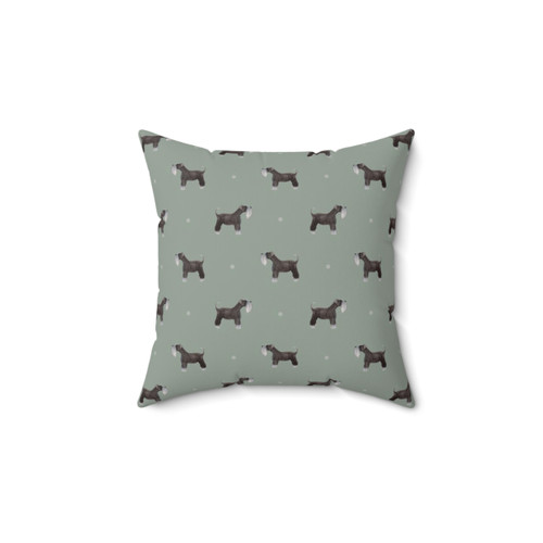 Schnauzer Repeat Pattern Sage Green Throw Pillow