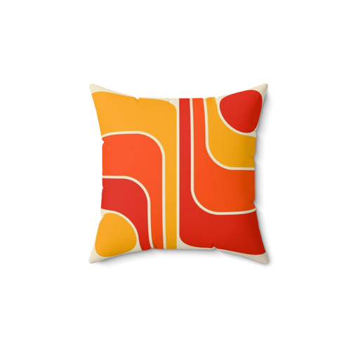 Retro Geometric Design 692 Red Orange Yellow and Beige Pillow