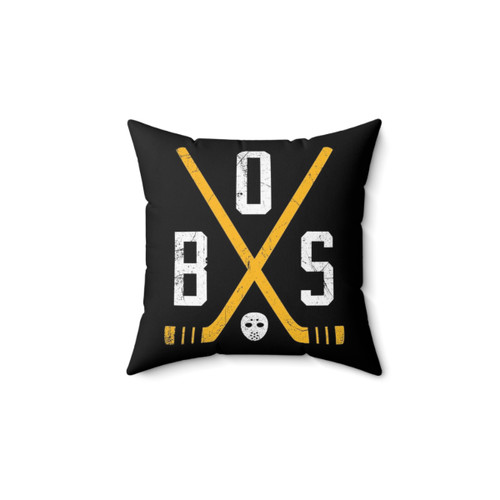 Vintage Boston Bruins Retro Sticks Black Pillow