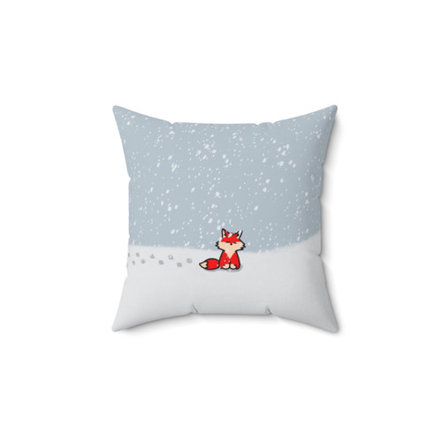 Cute Fox in the Snow Throw Pillow