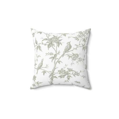 Elegant French Toile Sage Green Throw Pillow