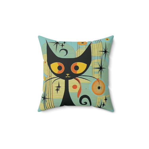 Mid Century Modern Atomic Cat Pillow