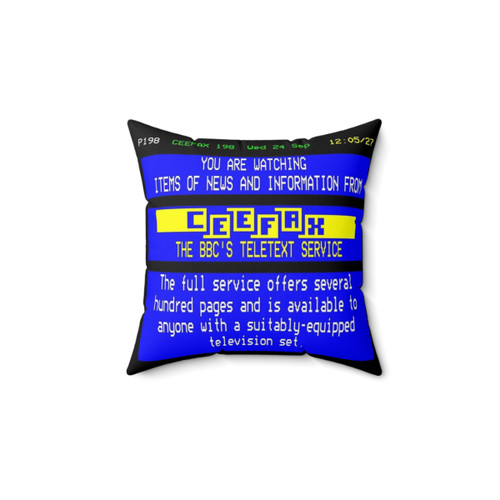 Retro BBC Ceefax Themed Pillow