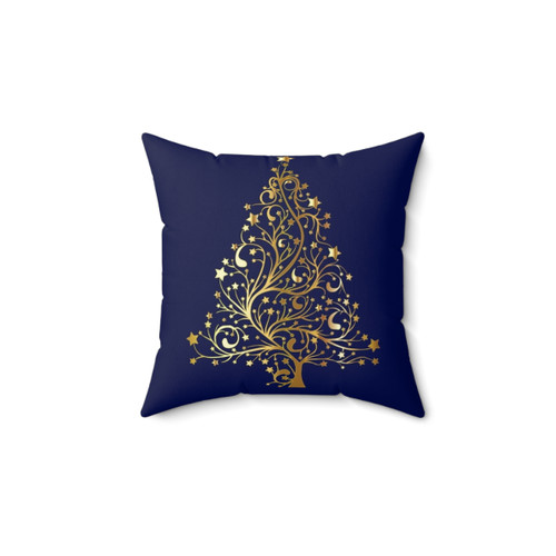 Golden Christmas Tree Pillow - Festive Holiday Decor