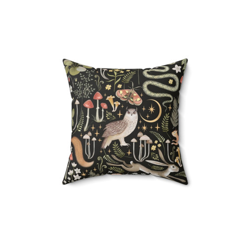 Watercolor Woodland Jungle Pillow with Cute Squirrel Design