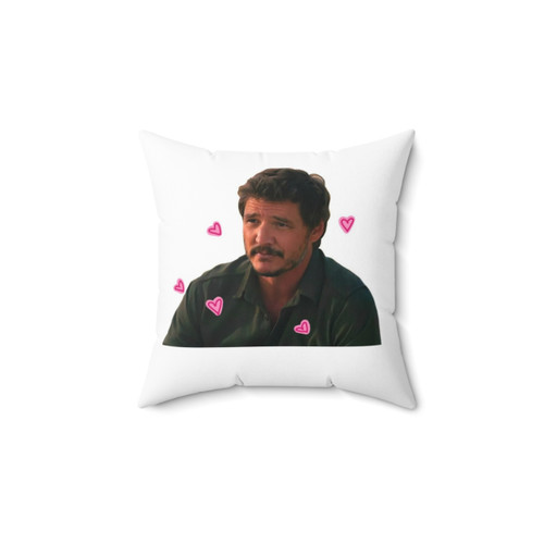 Pedro Pascal Pillow with Hearts