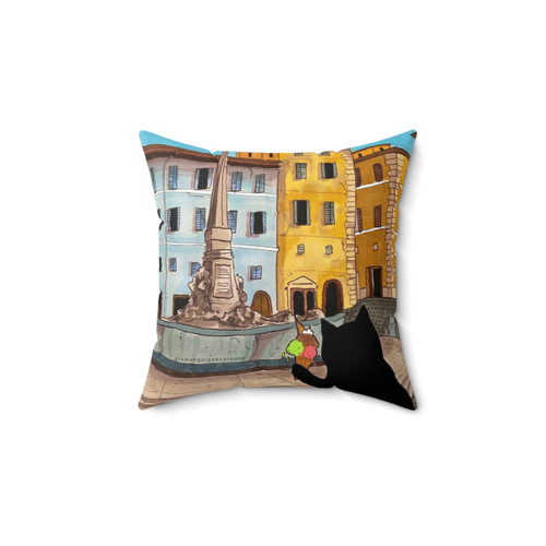 Gelatino in the Piazza Cat Decorative Pillow