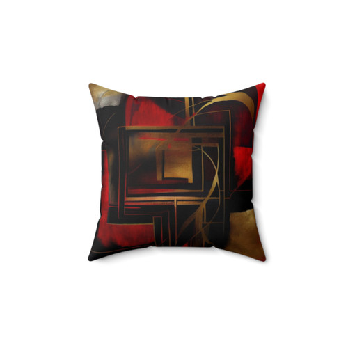 Modern Abstract Red Black Gold Pillow