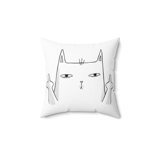 Sarcastic Cat Middle Finger Throw Pillow