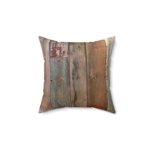 Rustic farmhouse chic pillow with barn wood design