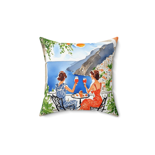 Amalfi Coast Watercolor Pillow
