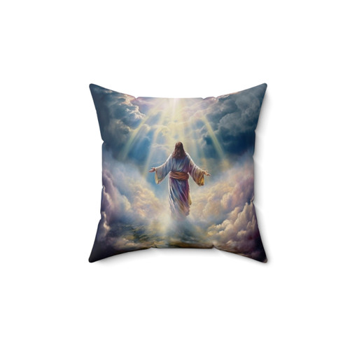 Christian Rapture Ready Pillow with Jesus in Clouds