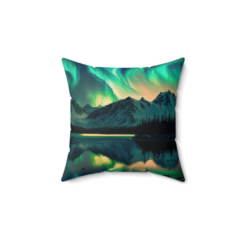 Colorful Aurora Borealis Alaska Pillow