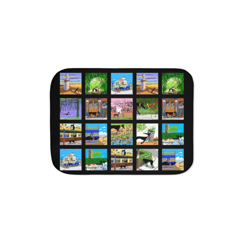 Cozy Sherpa Blanket with Greyhound Artwork