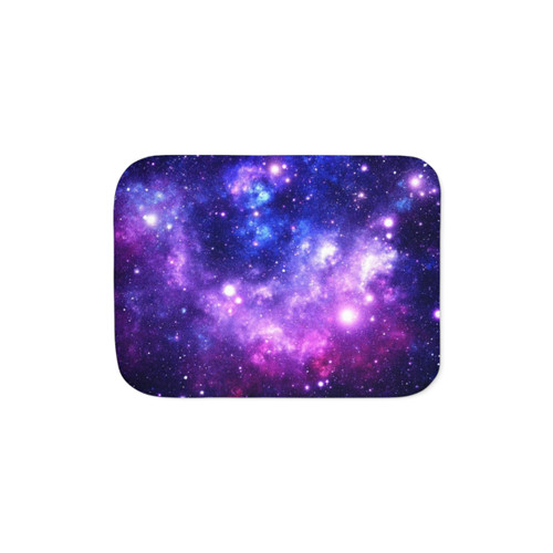 Purple Blue Galaxy Nebula Sherpa Blanket - Cozy Space Decor
