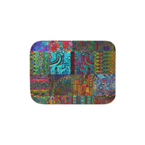 Bohemian Sherpa Blanket with Colorful Hippie Pattern