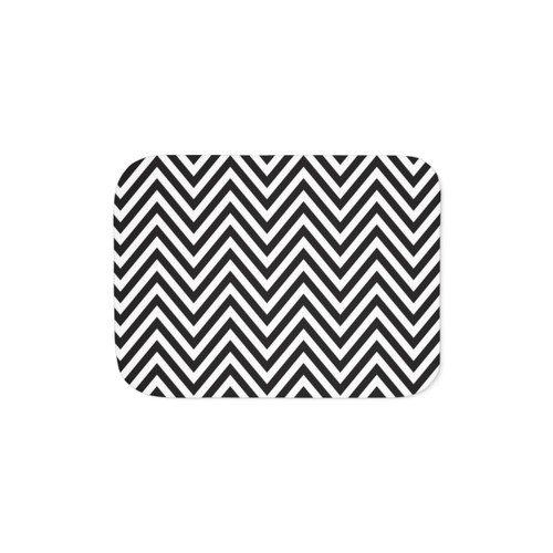 Modern Chevron Pattern Sherpa Blanket in Black and White