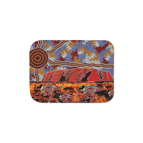 Authentic Aboriginal Art Sherpa Blanket featuring Uluru Design